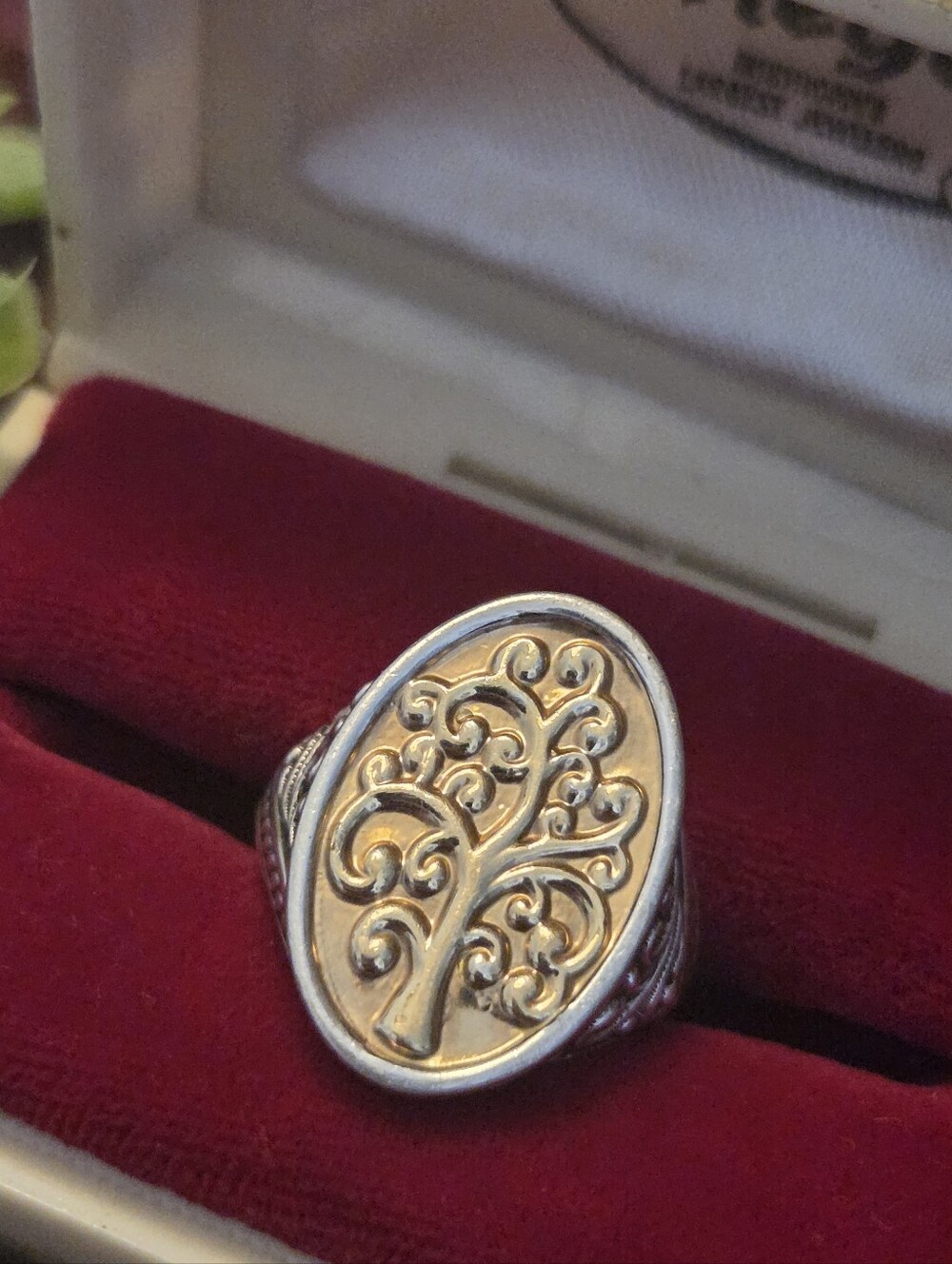 Stunning Gerochristo Jewelry 925 And 18k Tree Of Life Ring Sz 6.5